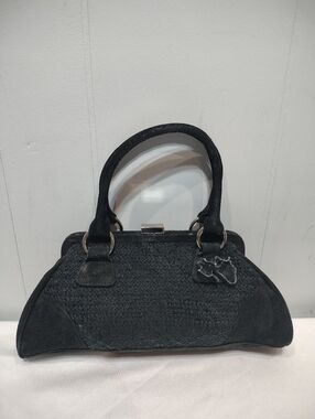 Wilsons Leather Maxima Kisslock Frame Bag Black Leather Y2K Vintage‎ Evening